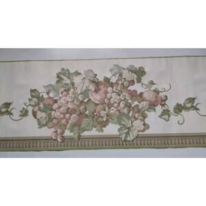 Seabrook Pre-pasted Decorative Border - 5 yds - Fruit Grapes Peaches - 10.25"